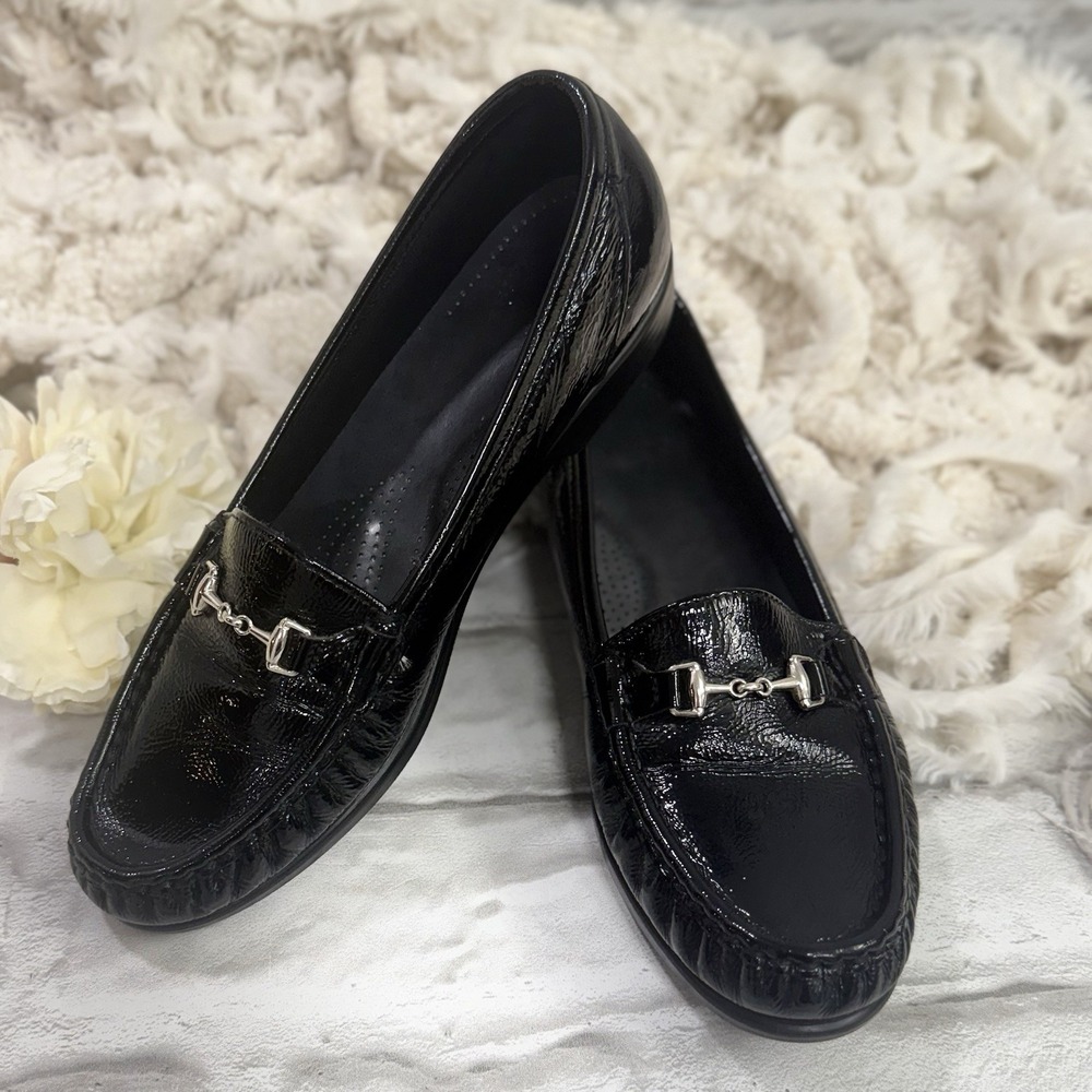 SAS Simplify Black Croc Print Tripad Comfort Slip-On Loafers Shoes Women's 8.5 M